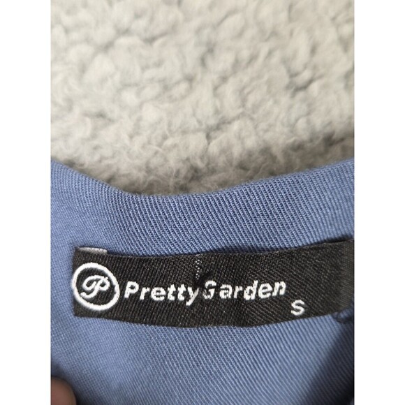 PRETTY GARDEN Womens Maxi Dress S Blue Tiered Country Smock Boho Nautical Floaty - Picture 6 of 8